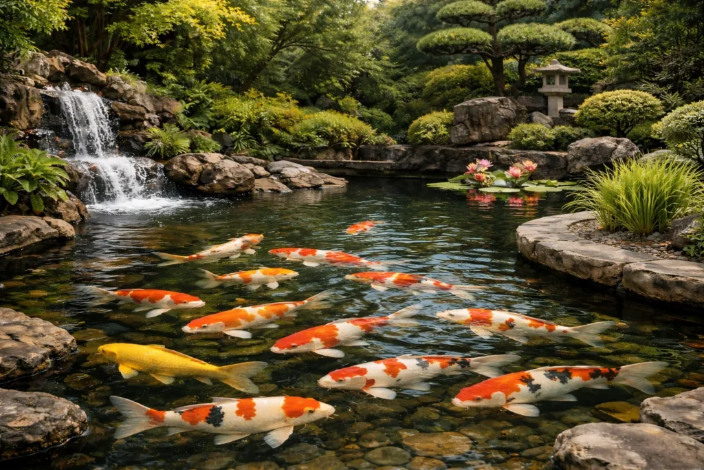 Semen pelapis kolam ikan koi